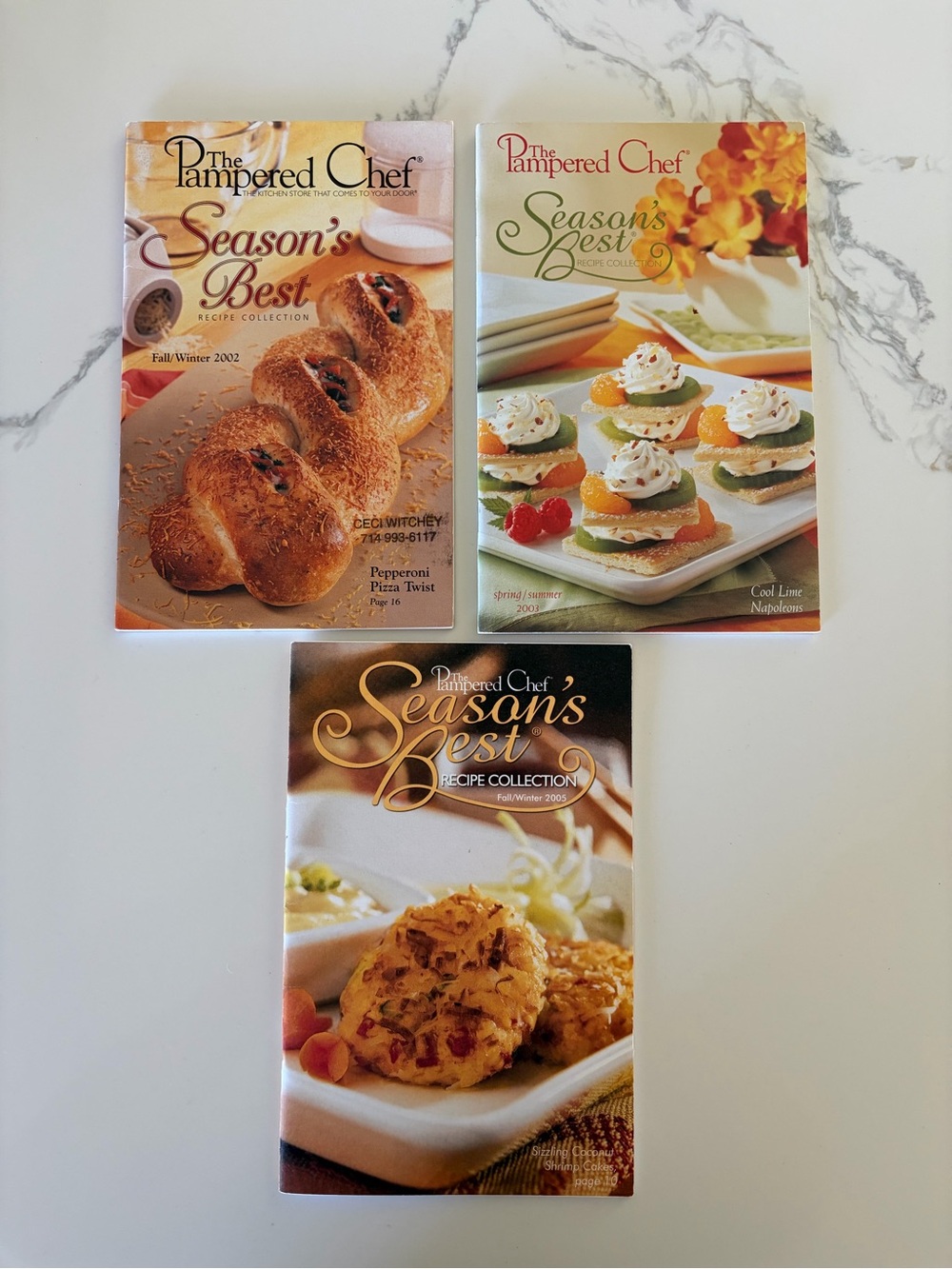 The Pampered Chef Season’s Best Recipe Cookbooks 2002, 2003, 2005 Vintage